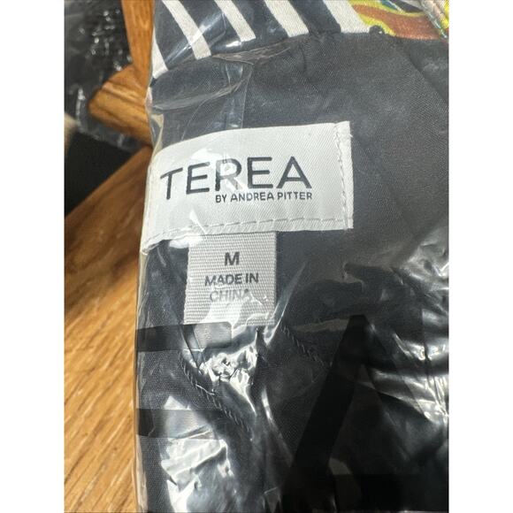 Terea By Andrea Pitter Women's Multicolor Crane Print Enamel Blue Blazer Medium - Picture 6 of 7